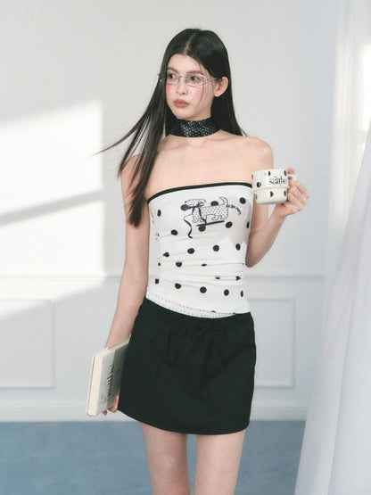 [Polka Puppy] Original Puppy Print Design Bandeau Tops【s0000013559】