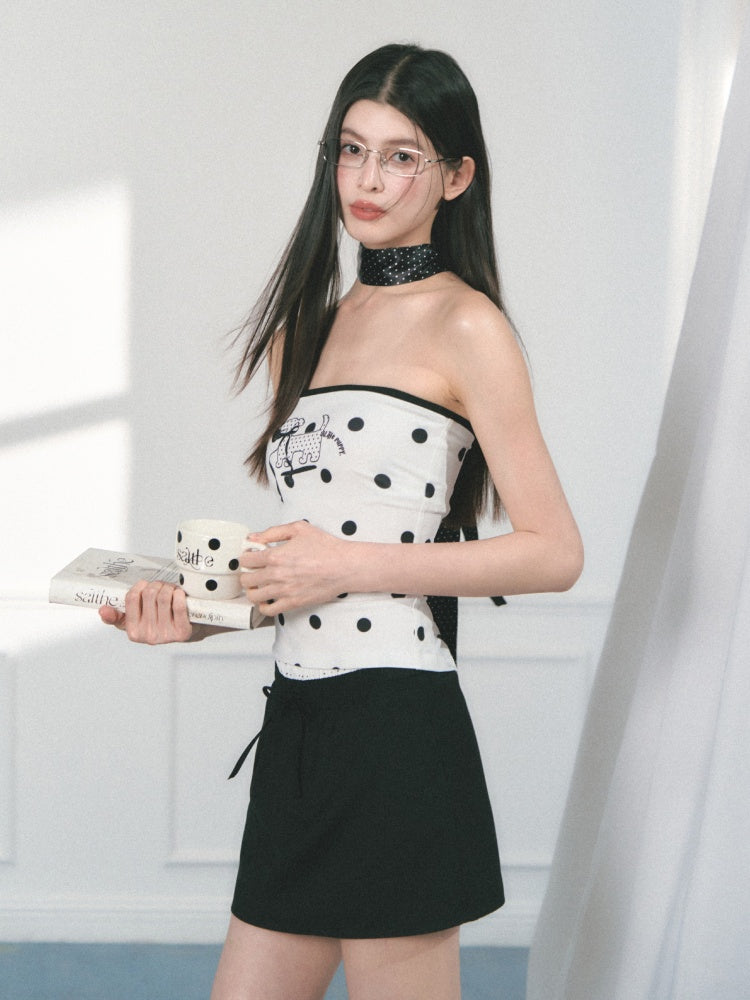 [Polka Puppy] Original Puppy Print Design Bandeau Tops【s0000013559】