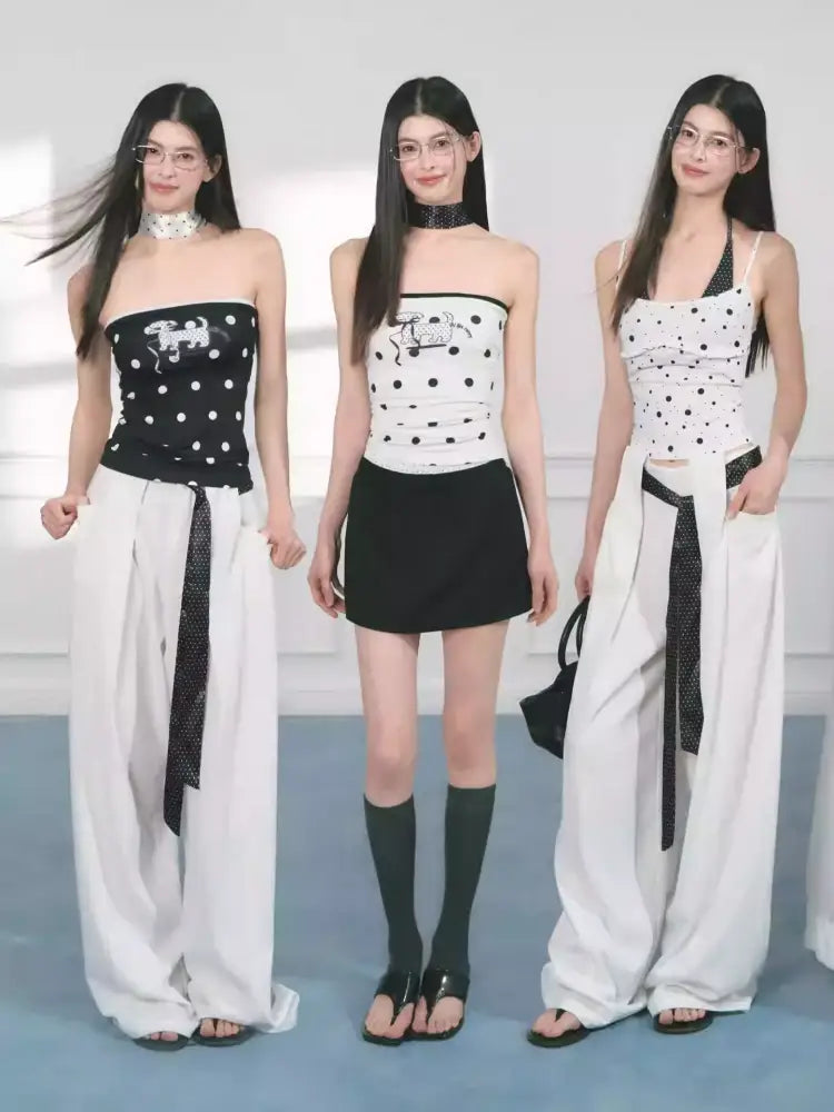 [Polka Concerto] Original French Polka Dot Ribbon Scarf【s0000013562】