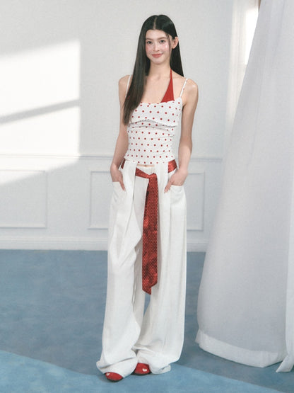 [Polka Concerto] Original French Polka Dot Ribbon Scarf【s0000013562】