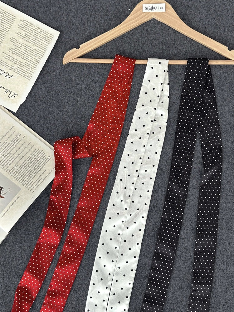 [Polka Concerto] Original French Polka Dot Ribbon Scarf【s0000013562】