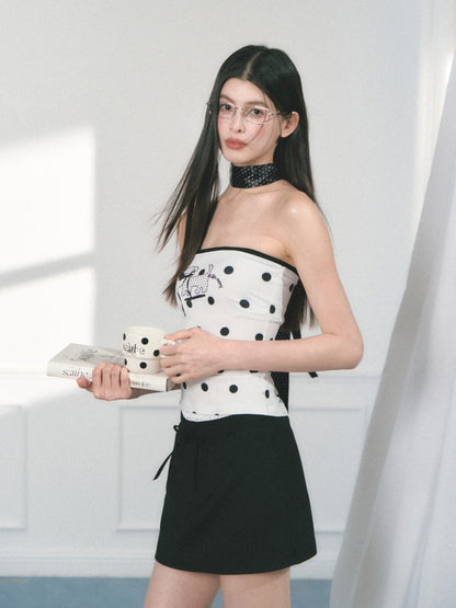 [Polka Concerto] Original French Polka Dot Ribbon Scarf【s0000013562】