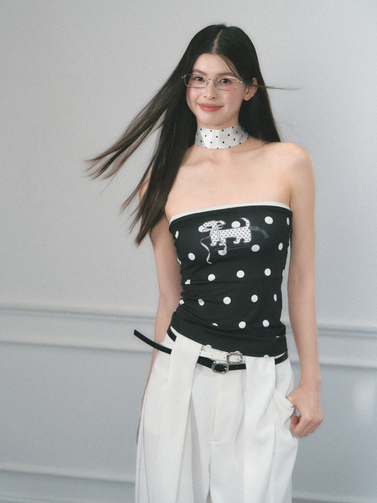 [Polka Concerto] Original French Polka Dot Ribbon Scarf【s0000013562】