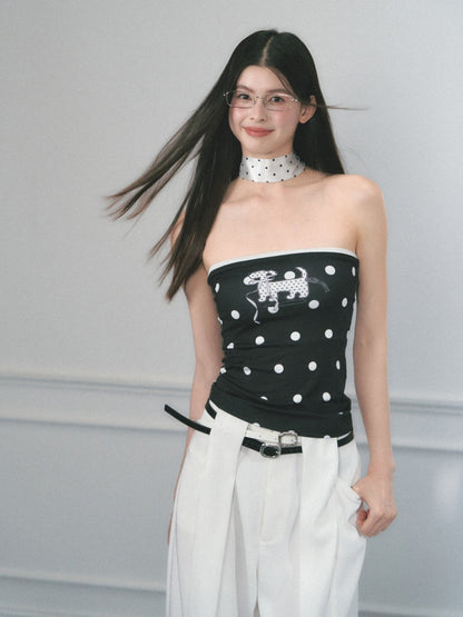 [Polka Concerto] Original French Polka Dot Ribbon Scarf【s0000013562】