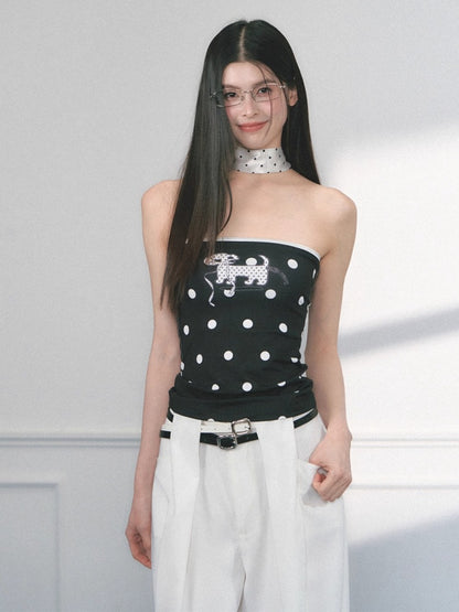 [Polka Concerto] Original French Polka Dot Ribbon Scarf【s0000013562】