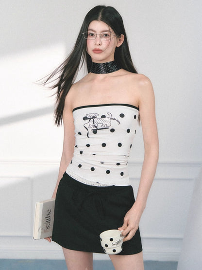 [Polka Concerto] Original French Polka Dot Ribbon Scarf【s0000013562】