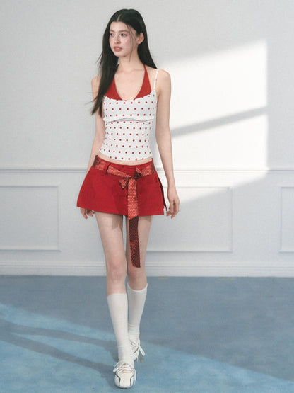 [Polka Concerto] Original French Polka Dot Ribbon Scarf【s0000013562】