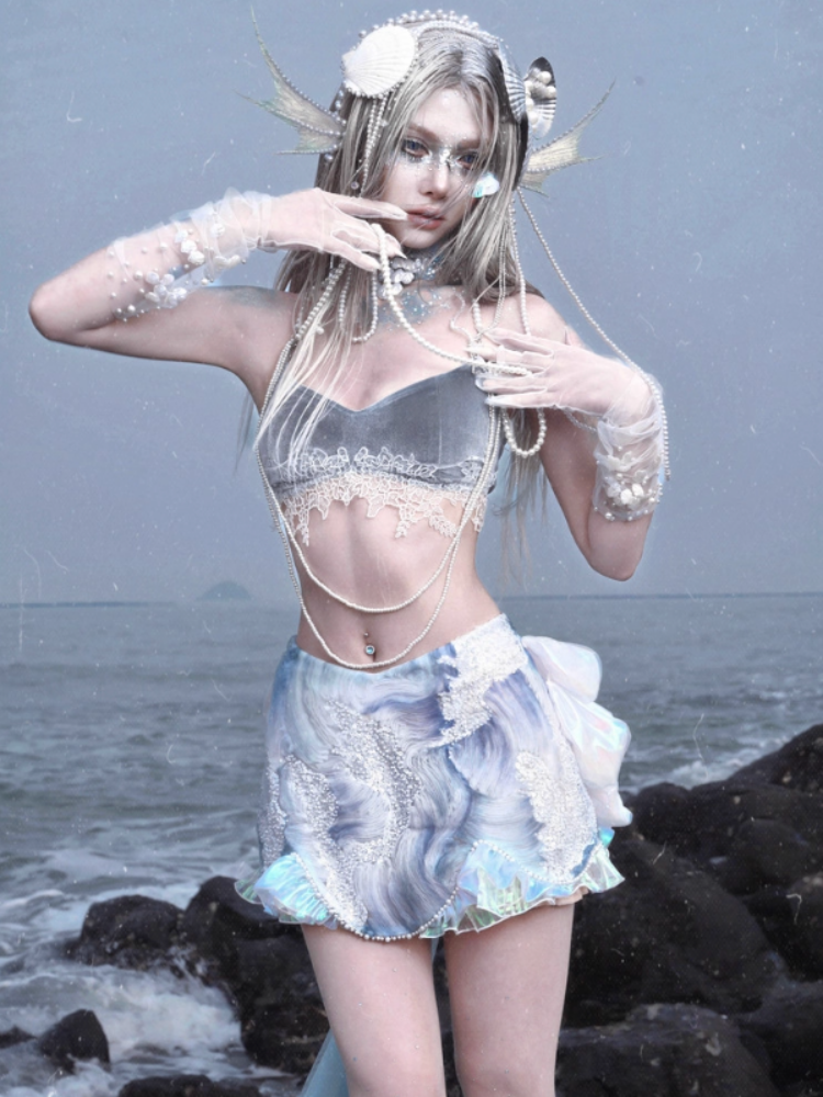 Call Of The Siren Mermaid Dress Island Vacation Beaded Short Skirt【s0000013563】