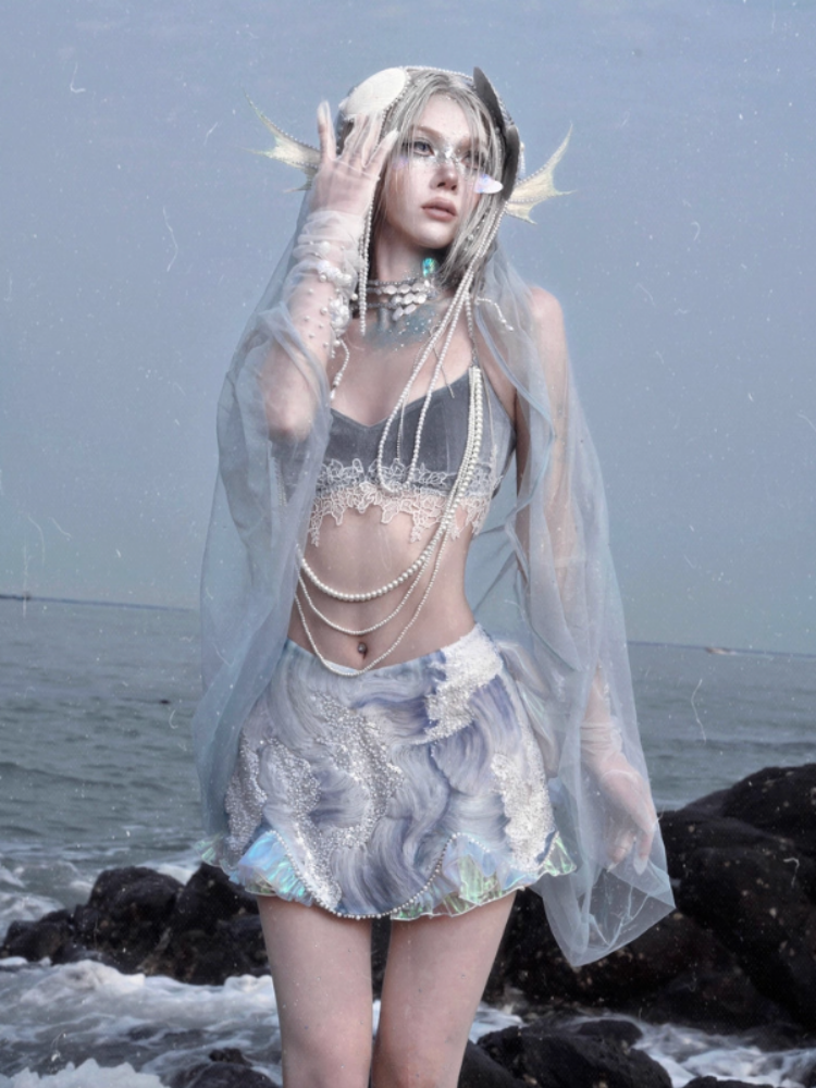 Call Of The Siren Mermaid Dress Island Vacation Beaded Short Skirt【s0000013563】