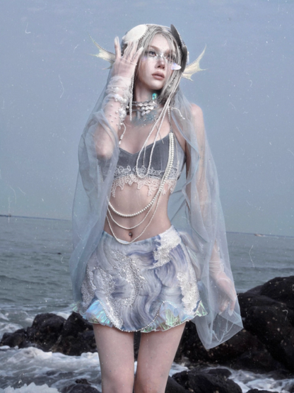Call Of The Siren Mermaid Dress Island Vacation Beaded Short Skirt【s0000013563】
