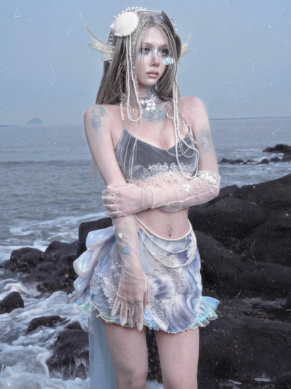 Call Of The Siren Mermaid Dress Island Vacation Beaded Short Skirt【s0000013563】