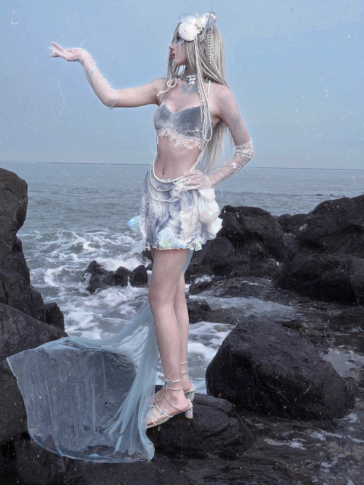 Call Of The Siren Mermaid Dress Island Vacation Beaded Short Skirt【s0000013563】