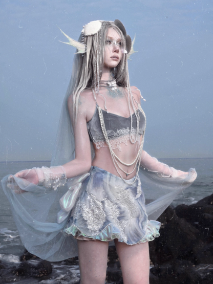 Call Of The Siren Mermaid Dress Island Vacation Beaded Short Skirt【s0000013563】