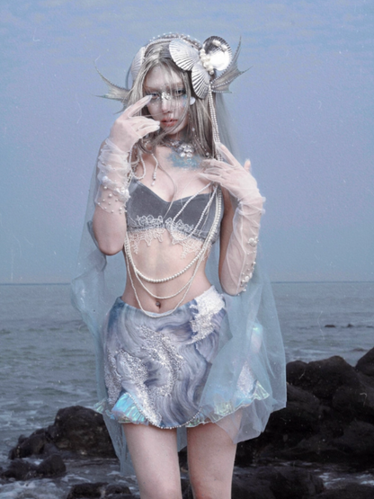 Call Of The Siren Mermaid Dress Island Vacation Beaded Short Skirt【s0000013563】