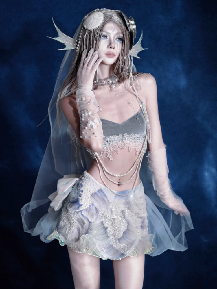 Call Of The Siren Mermaid Dress Island Vacation Beaded Short Skirt【s0000013563】