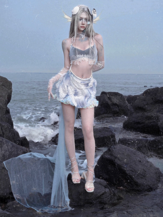 Call Of The Siren Mermaid Dress Island Vacation Beaded Short Skirt【s0000013563】