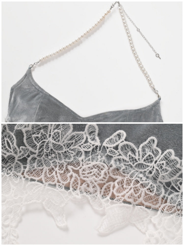 Call Of The Siren Mermaid Velvet Pearl Lace Bra Top【s0000013564】