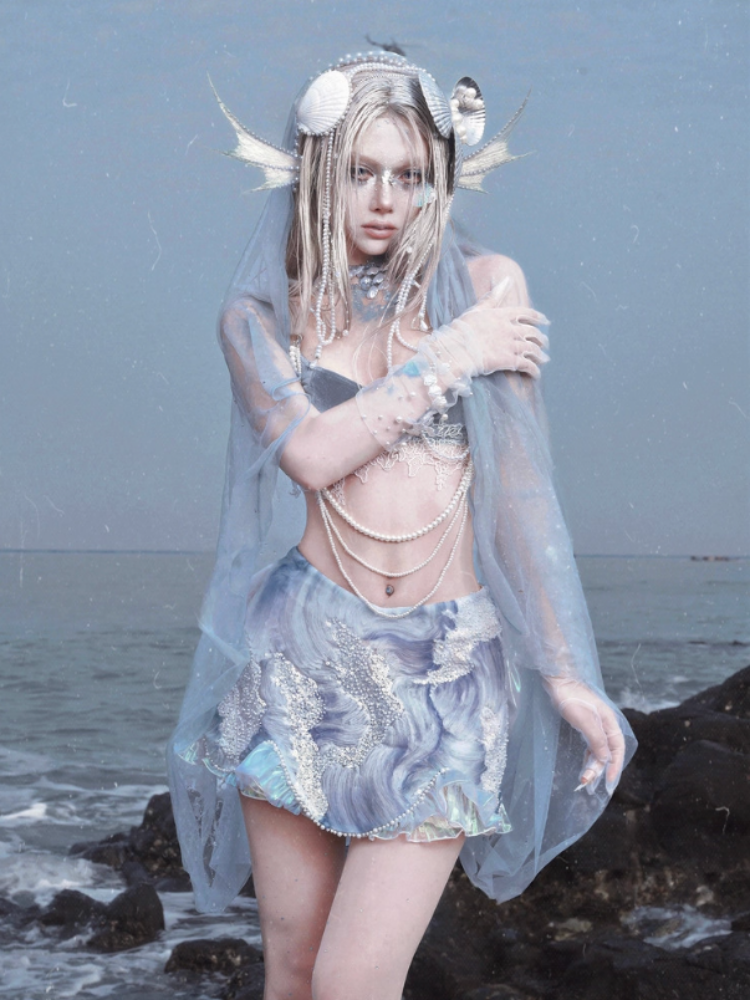 Call Of The Siren Mermaid Velvet Pearl Lace Bra Top【s0000013564】