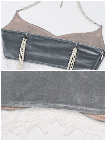 Call Of The Siren Mermaid Velvet Pearl Lace Bra Top【s0000013564】