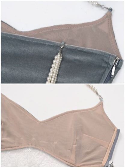 Call Of The Siren Mermaid Velvet Pearl Lace Bra Top【s0000013564】