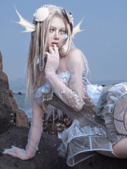 Call Of The Siren Heavy Industry Sequin Polarized Fishbone Jellyfish Seaside Resort Dress【s0000013565】