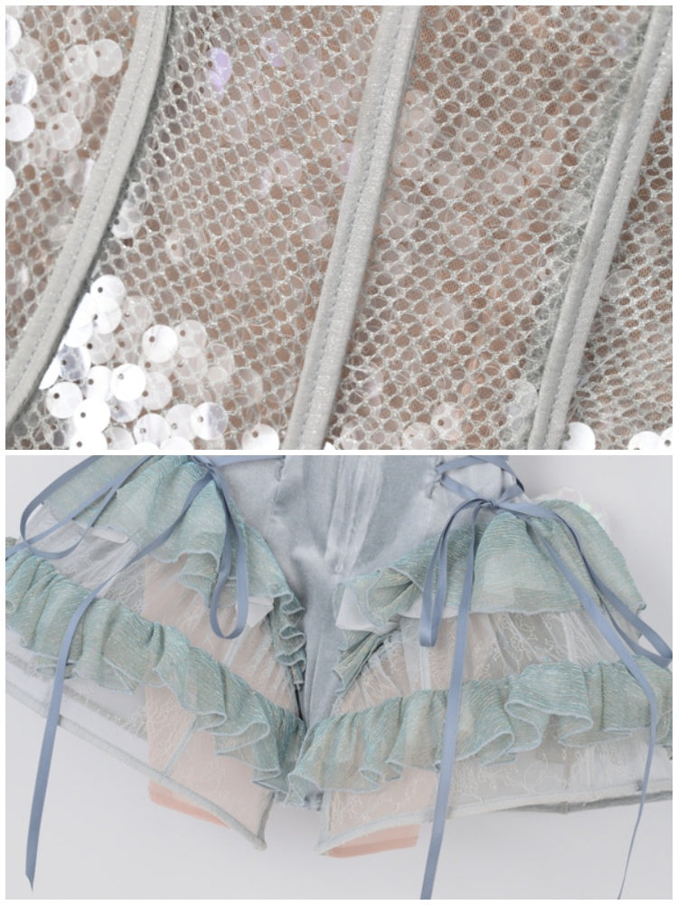 Call Of The Siren Heavy Industry Sequin Polarized Fishbone Jellyfish Seaside Resort Dress【s0000013565】