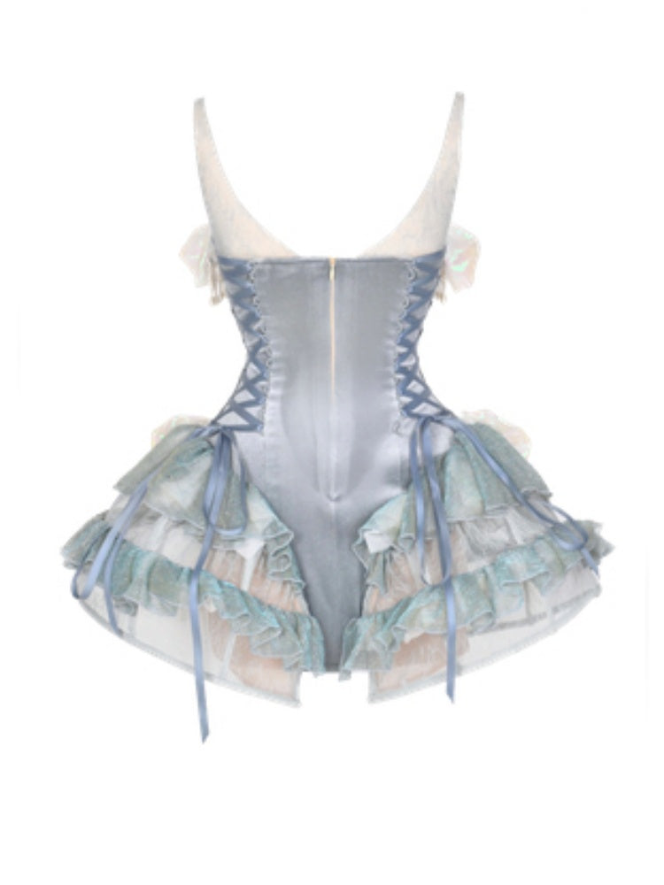 Call Of The Siren Heavy Industry Sequin Polarized Fishbone Jellyfish Seaside Resort Dress【s0000013565】