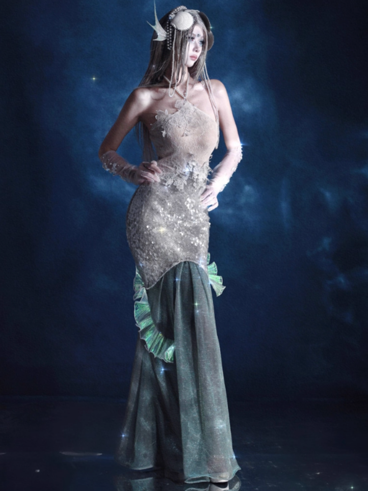 Call Of The Siren Mermaid Seaside Vacation Heavy Industries Sequins Polarized Dress【s0000013566】