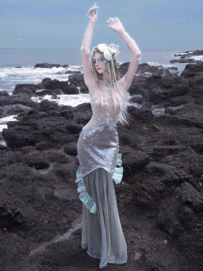 Call Of The Siren Mermaid Seaside Vacation Heavy Industries Sequins Polarized Dress【s0000013566】