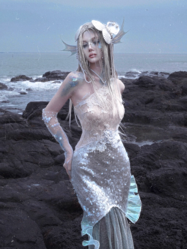 Call Of The Siren Mermaid Seaside Vacation Heavy Industries Sequins Polarized Dress【s0000013566】