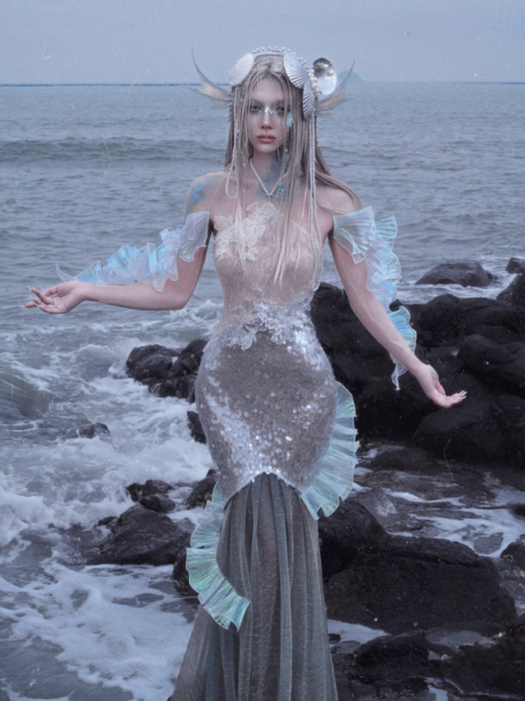 Call Of The Siren Mermaid Seaside Vacation Heavy Industries Sequins Polarized Dress【s0000013566】