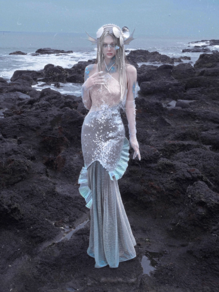Call Of The Siren Mermaid Seaside Vacation Heavy Industries Sequins Polarized Dress【s0000013566】