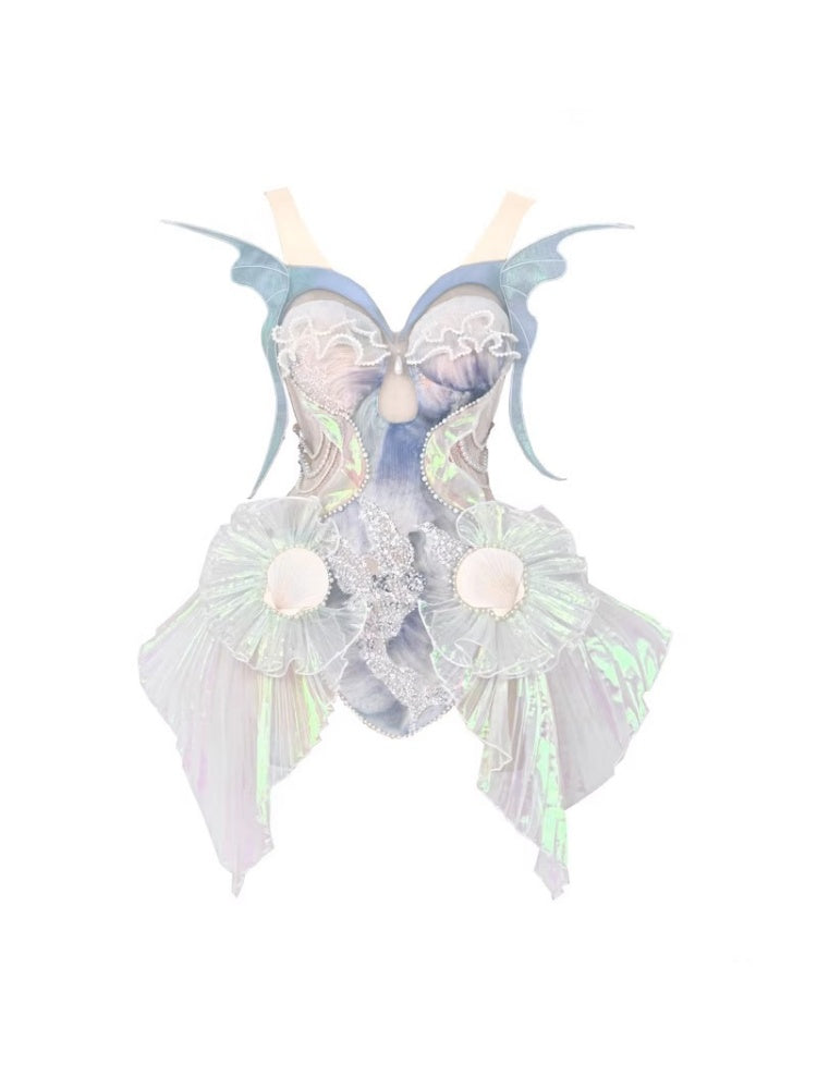 Call Of The Siren Mermaid Tie Polarized Corset Suspender Dress【s0000013567】