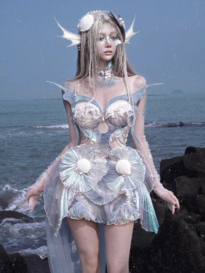 Call Of The Siren Mermaid Tie Polarized Corset Suspender Dress【s0000013567】