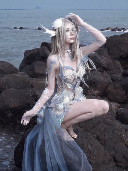 Call Of The Siren Mermaid Tie Polarized Corset Suspender Dress【s0000013567】