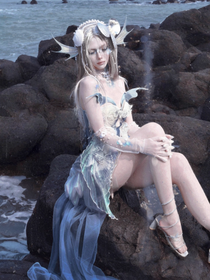 Call Of The Siren Mermaid Tie Polarized Corset Suspender Dress【s0000013567】