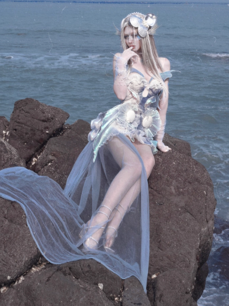 Call Of The Siren Mermaid Tie Polarized Corset Suspender Dress【s0000013567】