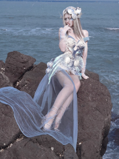 Call Of The Siren Mermaid Tie Polarized Corset Suspender Dress【s0000013567】