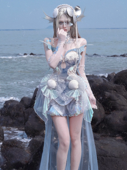 Call Of The Siren Mermaid Tie Polarized Corset Suspender Dress【s0000013567】