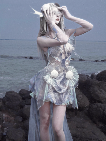Call Of The Siren Mermaid Tie Polarized Corset Suspender Dress【s0000013567】