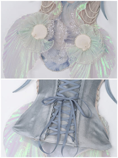 Call Of The Siren Mermaid Tie Polarized Corset Suspender Dress【s0000013567】