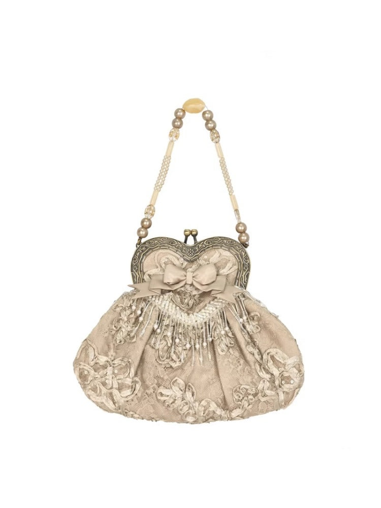 Love French Rococo Elegant Plate Embroidery Antique Feeling Handbag【s0000013569】