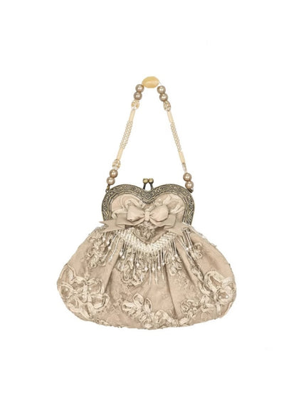 Love French Rococo Elegant Plate Embroidery Antique Feeling Handbag【s0000013569】