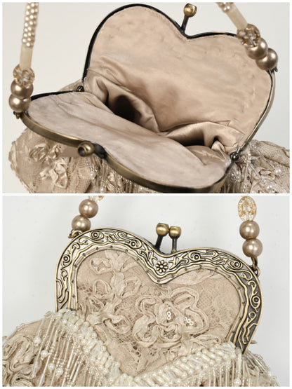 Love French Rococo Elegant Plate Embroidery Antique Feeling Handbag【s0000013569】