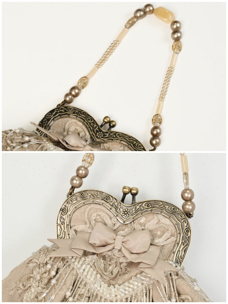 Love French Rococo Elegant Plate Embroidery Antique Feeling Handbag【s0000013569】