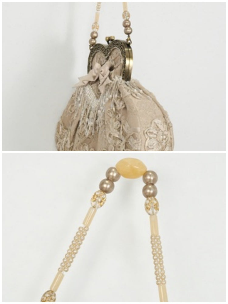 Love French Rococo Elegant Plate Embroidery Antique Feeling Handbag【s0000013569】