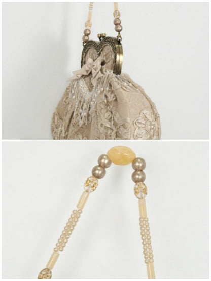 Love French Rococo Elegant Plate Embroidery Antique Feeling Handbag【s0000013569】