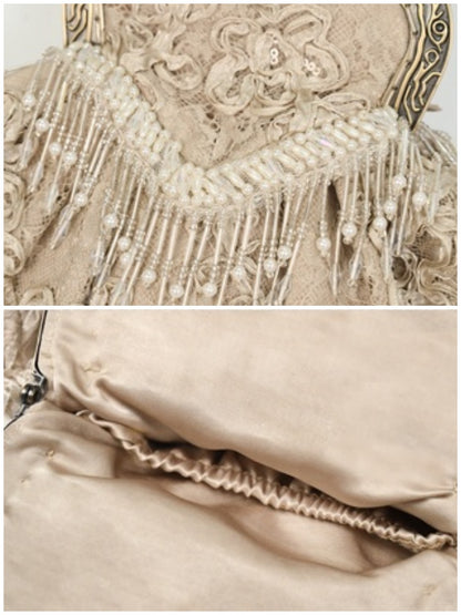 Love French Rococo Elegant Plate Embroidery Antique Feeling Handbag【s0000013569】