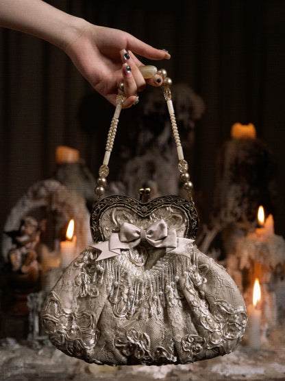 Love French Rococo Elegant Plate Embroidery Antique Feeling Handbag【s0000013569】