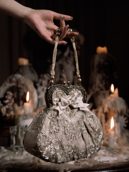 Love French Rococo Elegant Plate Embroidery Antique Feeling Handbag【s0000013569】